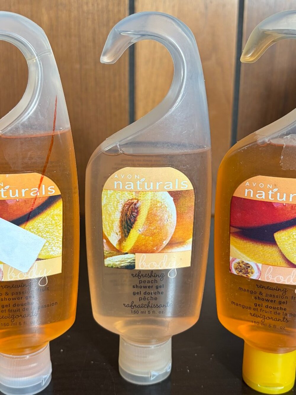 Lot of 3 Vtg Avon Naturals Shower Gel NOS Peach - Mango & Passion Fruit (2) Disc